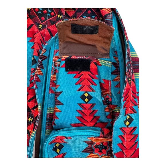KAVU Original Rope Sling Bag Backpack Turquoise Green Aztec Southwestern Print - Picture 3 of 9